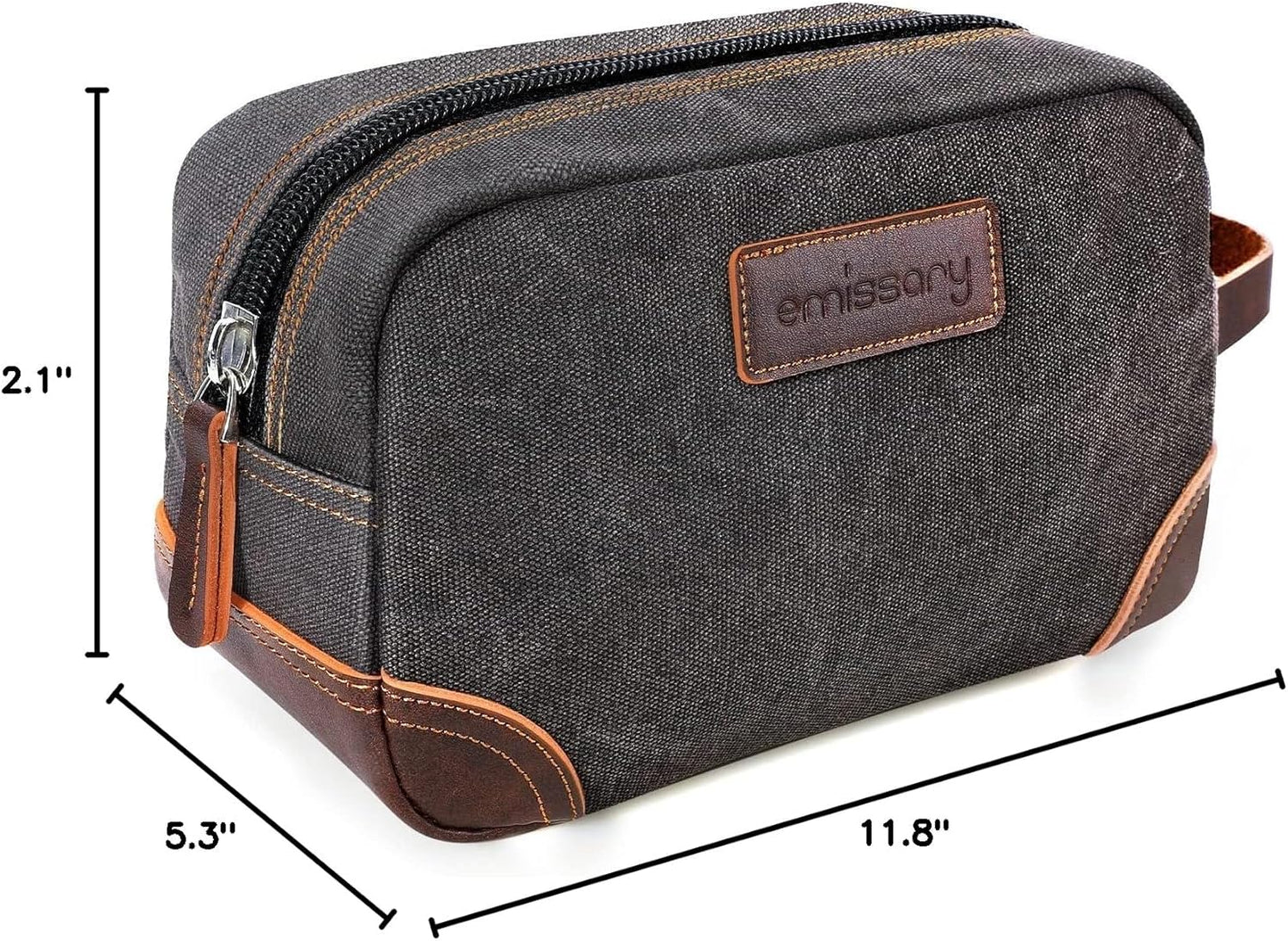 Travel Toiletry Bag for Men, Leather and Canvas Toiletry Bags, Dopp Kit for Men, Travel Bathroom Bag Men'S Shaving Kit, Travel Kit Small Bag for Men, Shaving Bag for Travel Accessories (Gray)