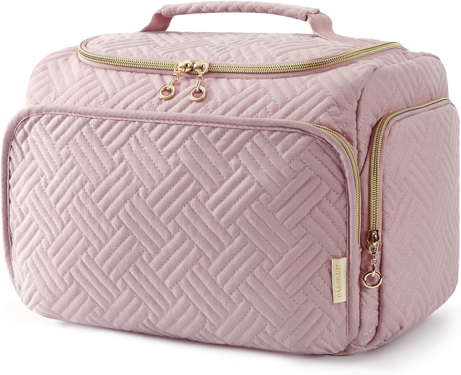 Travel Toiletry Bag, Large Wide-Open Travel Bag for Toiletries, Makeup Cosmetic Travel Bag with Handle, Pink-M