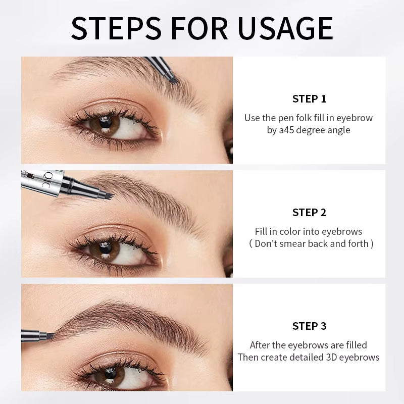 BrowSculpt 4D Microblading Eyebrow Pen – Waterproof, Long-Lasting Four-Claw Pencil for Natural, Hair-Like Strokes