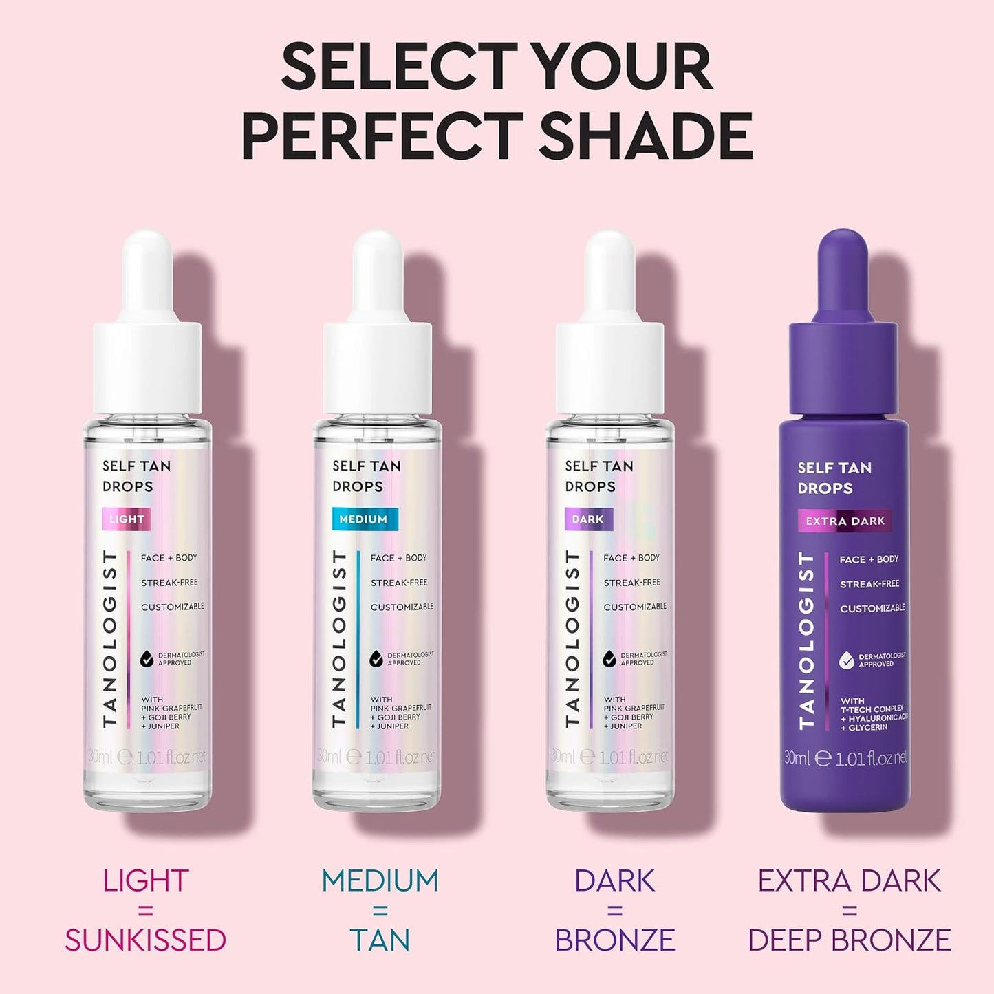 Face and Body Self Tan Drops, Medium - Bronzing Drops - Illuminating Self Tanning Drops, Natural Ingredients & Vegan - 1.01 Fl Oz